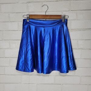Metallic blue mini skirt